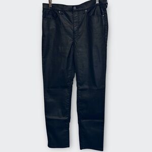 New Banana Republic Black High Rise Slim Coated Waxed Jeans 14 Tall Faux Leather